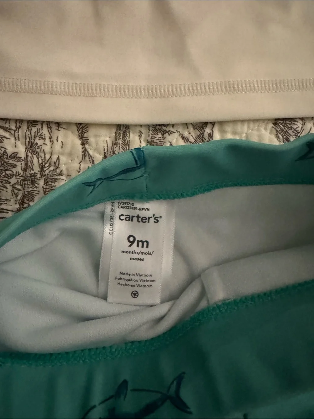 Carter's Teal & White Shark Two-Piece Rash Guard Swim Set